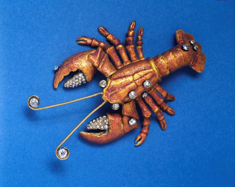 Lobster brooch for Christopher “Kip” Forbes, the owner of Forbes magazine, which gemstone artist Andreas von Zadora-Gerlof created in 18K gold with translucent enamel and diamond details