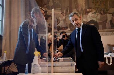 Former president Nicolas Sarkozy said on Tuesday he would support Mr Macron in the final round. AFP 
