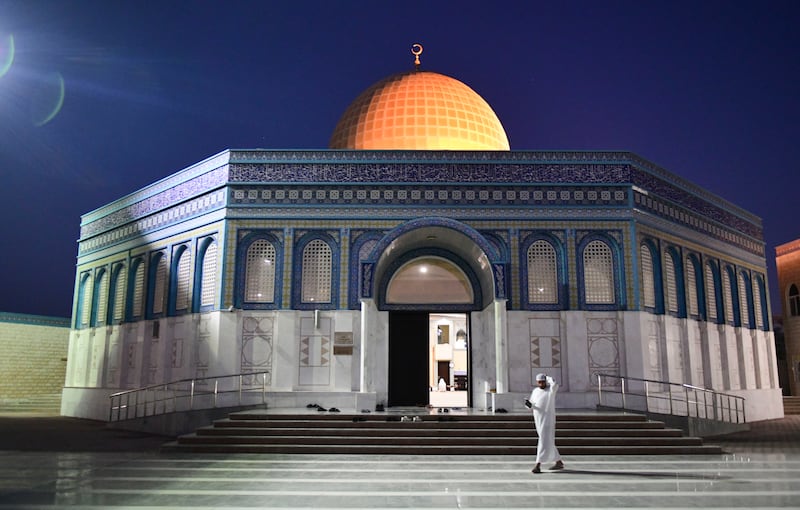 The Bani Hashim Mosque in Abu Dhabi, on the first morning of Ramadan. Khushnum Bhandari / The National