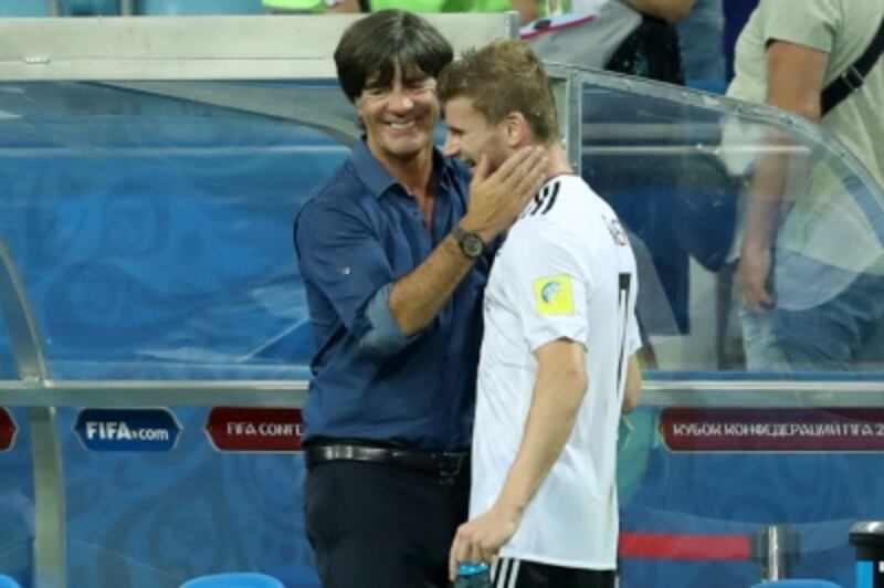 Joachim Low, left, has been thrilled with the form of Germany's players at the Confederations Cup final, including Timo Werner, right. Alexander Hassenstein /Bongarts / Getty Images