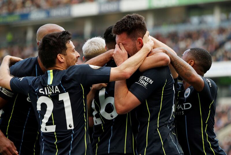 Aymeric Laporte's header gave Manchester City a 2-1 lead. Reuters
