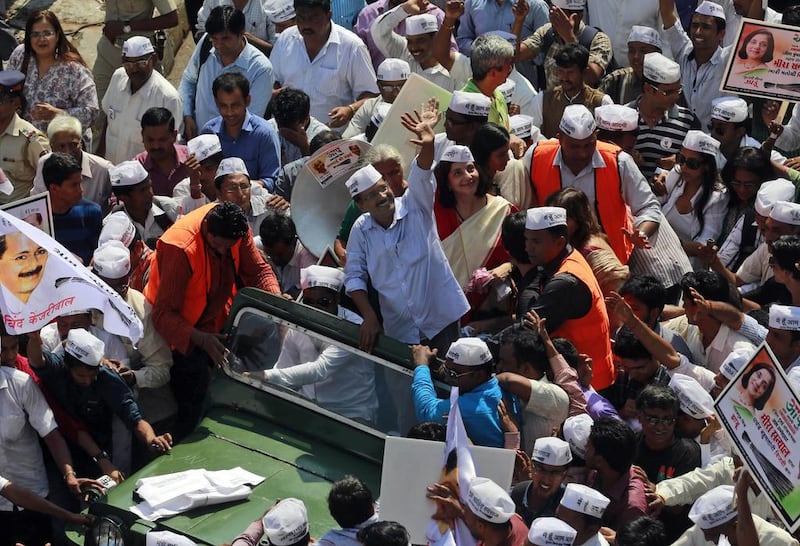 The anti-corruption Aam Aadmi Party will field candidates in India’s elections in April and May. AP Photo / Rafiq Maqbool