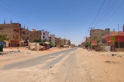 A deserted street in southern Khartoum as violence between the forces of two rival Sudanese generals continues. AFP