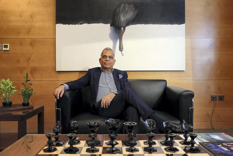 DUBAI , UNITED ARAB EMIRATES , MARCH 7  – 2018 :- PNC Menon , Founder of Sobha Group in his office in Sobha Sapphire building in Business Bay in Dubai. ( Pawan Singh / The National ) For Business. Story by Sarah