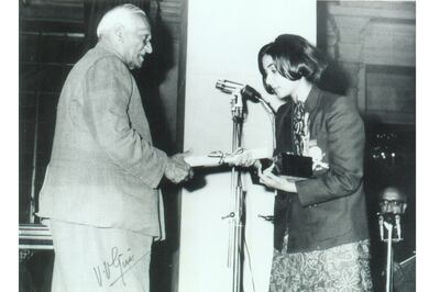Rajyashree Kumari, Indian national shooting champion and former princess, receiving an award. Photo: Rajyashree Kumari