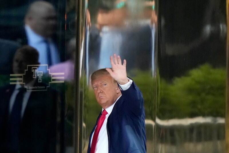 Former president Donald Trump arrives at Trump Tower. AP