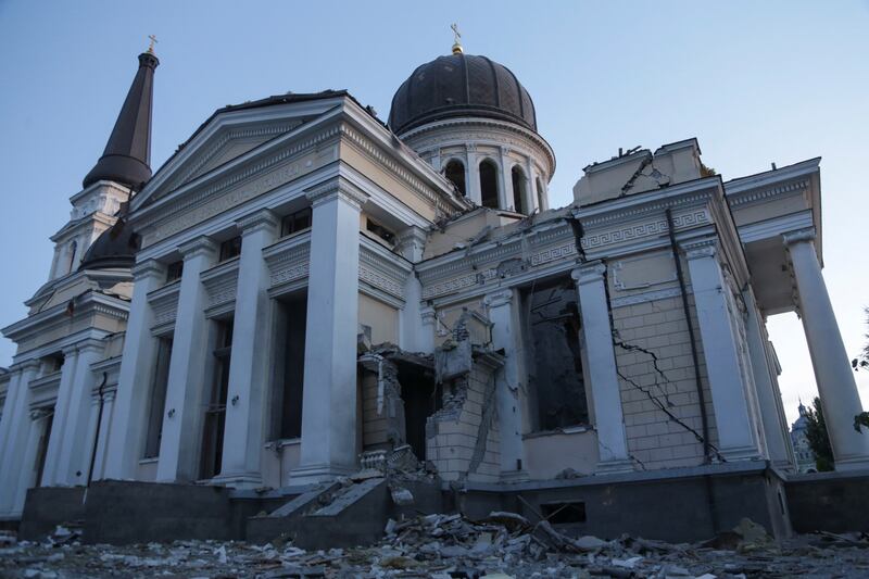 The Transfiguration Cathedral in Odesa was damaged by a Russian missile strike. Reuters
