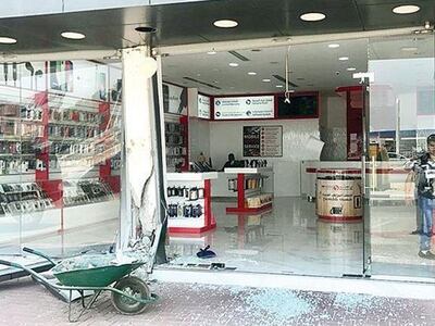 The vehicle ploughed through a shop window. Umm Al Quwain Police