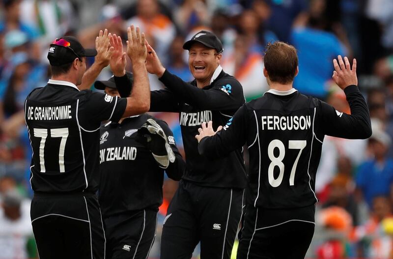 Guptill celebrates running out Dhoni. Reuters