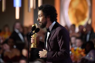 epa08106122 A handout photo made available by the Hollywood Foreign Press Association shows US comedian Ramy Youssef accepting the Golden Globe Award for Best Performance by an Actor in a Television Series - Musical or Comedy for his role in Ramy on stage during the 77th annual Golden Globe Awards ceremony at the Beverly Hilton Hotel, in Beverly Hills, California, USA, 05 January 2020.  EPA/HFPA / HANDOUT ATTENTION EDITORS: IMAGE MAY ONLY BE USED UNALTERED, ONE TIME USE ONLY WITHIN 60 DAYS MANDATORY CREDIT HANDOUT EDITORIAL USE ONLY/NO SALES