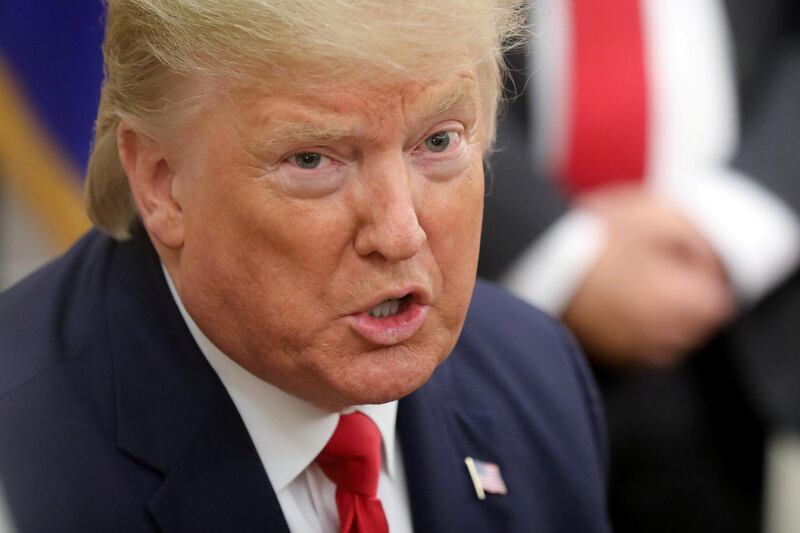 US President Donald Trump speaks to reporters after welcoming Greek Prime Minister Kyriakos Mitsotakis in the Oval Office at the White House in Washington, US. Reuters