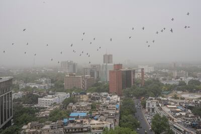 Dust covers the skies above New Delhi on Tuesday. AP 