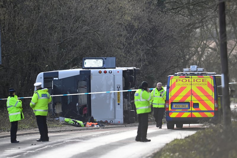 A major crash involving a double-decker bus and a motorcyclist occurred in Somerset as police warned drivers to avoid all but essential travel during the icy conditions. Reuters