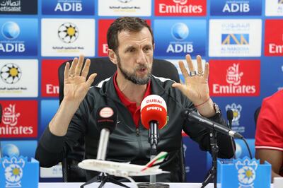 DUBAI, UNITED ARAB EMIRATES, Jan 16 – 2020 :- Rodolfo Arruabarrena, Head Coach of Shabab Al Ahli club during the pre-match press conference of Arabian Gulf Cup final held at Al Wasl Club’s Zabeel stadium in Dubai. (Pawan Singh / The National) For Sports. Story by Amith