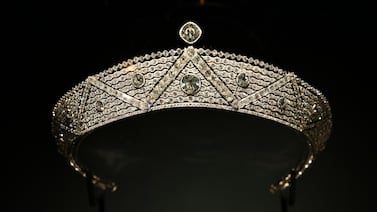 Cartier's white diamond Oriental bandeau tiara, circa 1911, is inspired by the patterning of classical Persian carpets. Photo: Ismail Noor for the Department of Culture and Tourism – Abu Dhabi