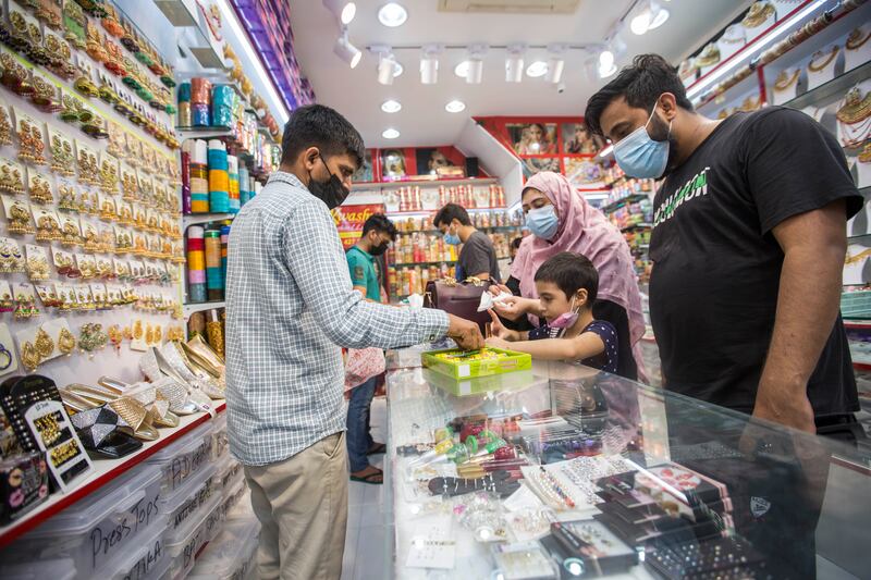 The bazaar comes to life during Eid, when residents tourists flock to the area for bargains on clothing, handbags, watches, gold and more.