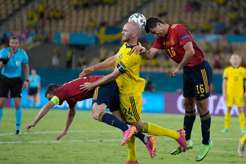 Marcus Danielson 7 – Made a great interception to deny Morata, timing his challenge to perfection. He later misjudged Alba’s pass into the box, though, and left Morata with a one-on-one chance, which the Spaniard missed. That one mistake was the only blot. In the last 20 minutes, he made another crucial intervention to deny Olmo. PA