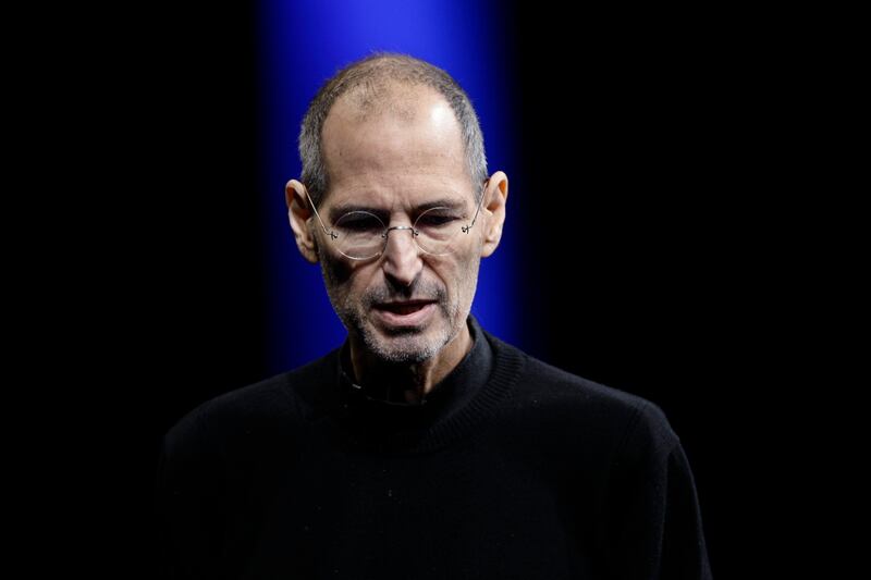 FILE - In this June 6, 2011, file photo, Apple CEO Steve Jobs gives the keynote address at the Apple Worldwide Developers Conference in San Francisco. Apple on Wednesday, Oct. 5, 2011 said Jobs has died. He was 56. (AP Photo/Paul Sakuma, File) *** Local Caption ***  Apple Jobs.JPEG-066d8.jpg