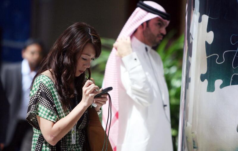 Mobile advertising spending in the Middle East expected to double to about $20 million this year. Randi Sokoloff / The National
