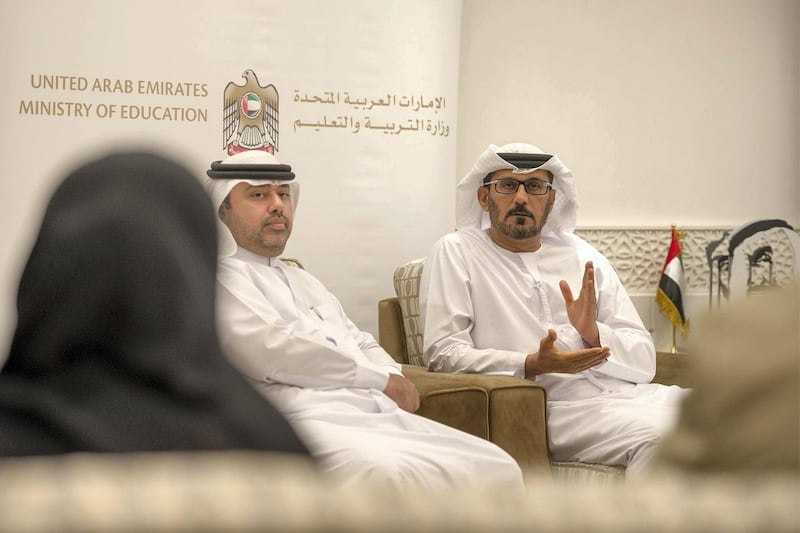 H.E.Hussain Al Hammadi,Minister of Education, during the news conference,has annouced the launch of the first phase of the professional licensing of workers in the Education sector on     13 March 2018, at Abu Dhabi,UAE, Vidhyaa for The National