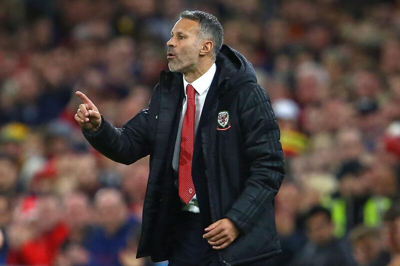 Wales' manager Ryan Giggs gestures on the touchline. AFP