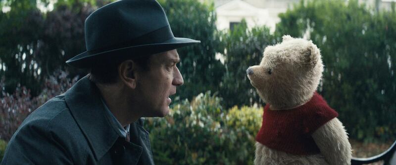 Ewan McGregor plays Christopher Robin opposite his longtime friend Winnie the Pooh in Disney’s heartwarming live action adventure CHRISTOPHER ROBIN. Courtesy of Disney