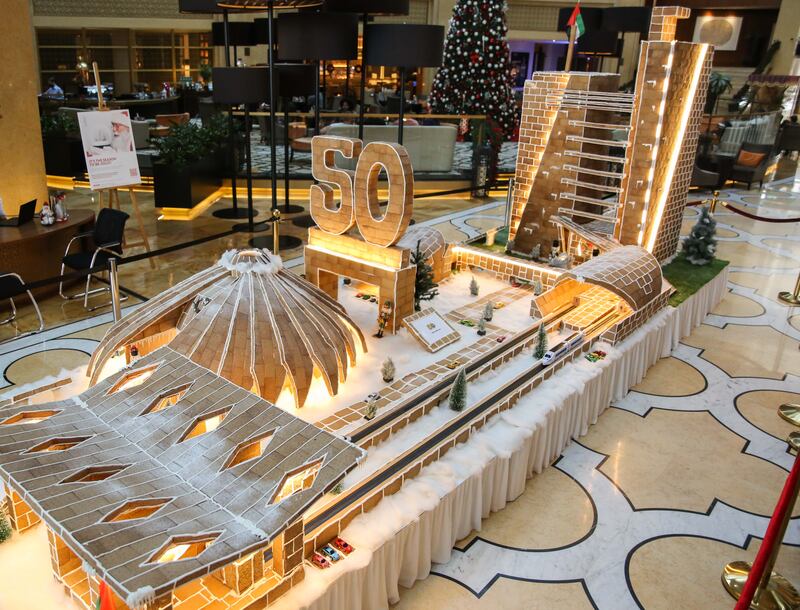 The sweet structure includes a recreation of a Dubai Metro station, train tracks and a moving train.