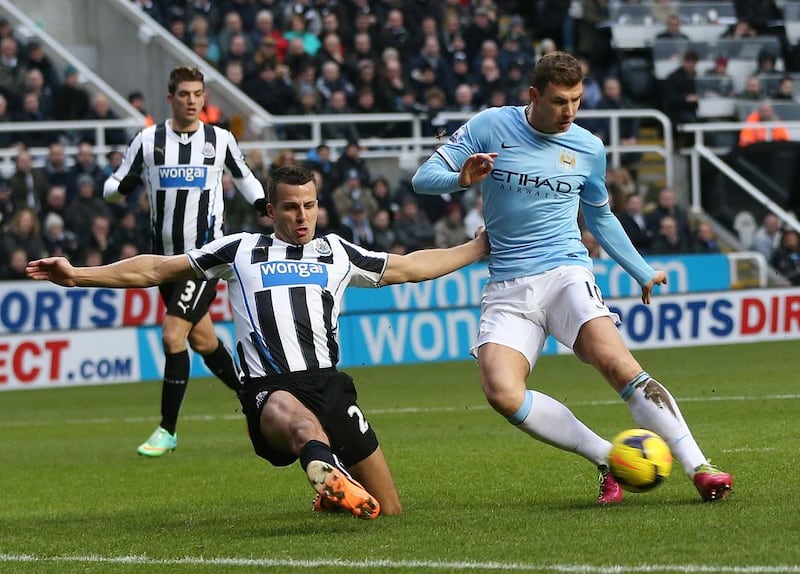 Manchester City's Bosnian striker Edin Dzeko, opened the scoring agaianst Newcastle. AFP