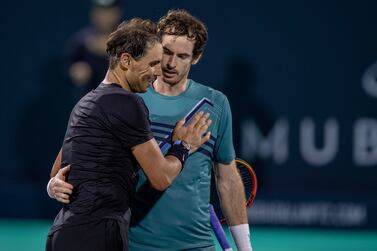 Rafael Nadal congratulates Andy Murray after their match at the Mubadala World Tennis Championship. Victor Besa/The National.