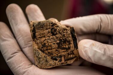 An ancient artefact illegally smuggled to retailer Hobby Lobby Stores is shown during an event to return several thousand similar ancient pieces to Iraq. US Immigration and Customs Enforcement/Handout via REUTERS