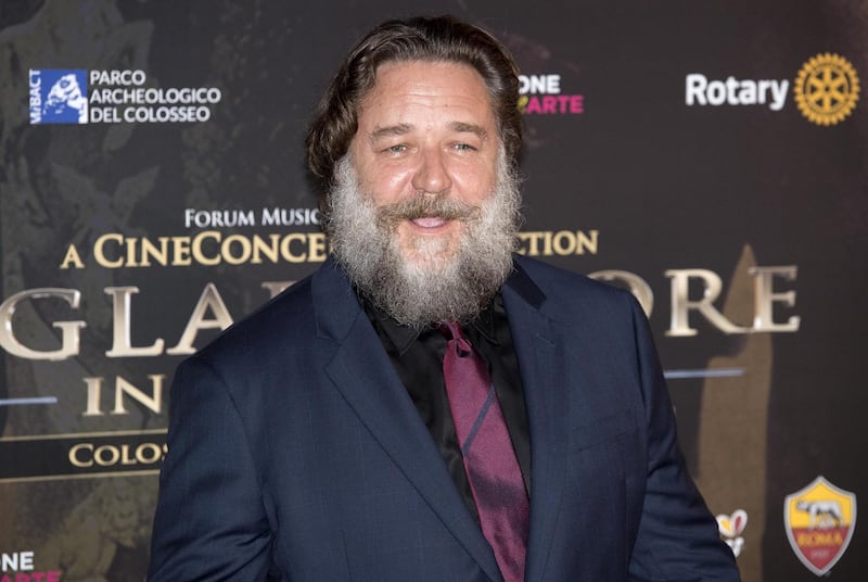 epa06789647 New Zealand actor Russell Crowe arrives to attend the Italian Cinema Orchestra and CineConcerts 'Gladiator - In Concert' show at the Parco Archeologico del Colosseo in Rome, Italy, 06 June 2018. The charity screening at the Colosseum of Ridley Scott's Oscar-winning Hollywood blockbuster 'Gladiator' was accompanied by a symphony orchestra.  EPA-EFE/CLAUDIO PERI