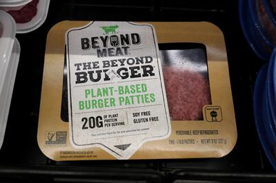 FILE PHOTO: A Beyond Meat Burger is seen on display at a store in Port Washington, New York, U.S., June 3, 2019. Picture taken June 3, 2019. REUTERS/Shannon Stapleton/File Photo