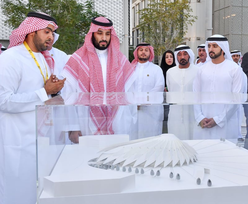 Dubai Crown Prince Hamdan bin Mohammed and Saudi Crown Prince Mohammed bin Salman visit Expo2020 Dubai on the second day of his visit to the UAE. Wam