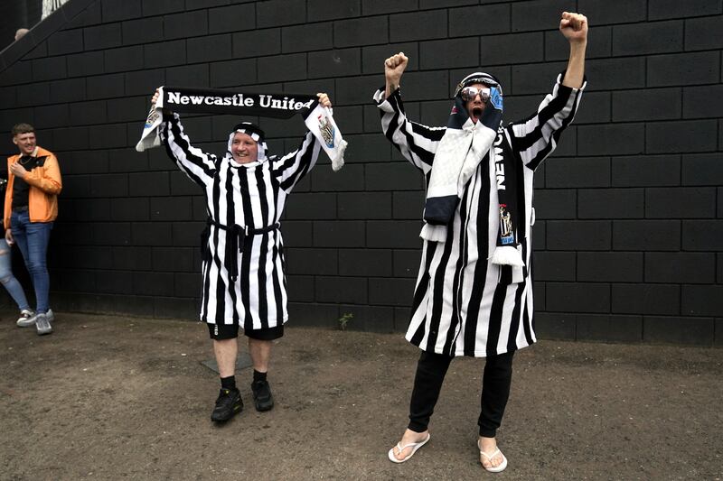 Newcastle United fans outside the stadium on Sunday. PA