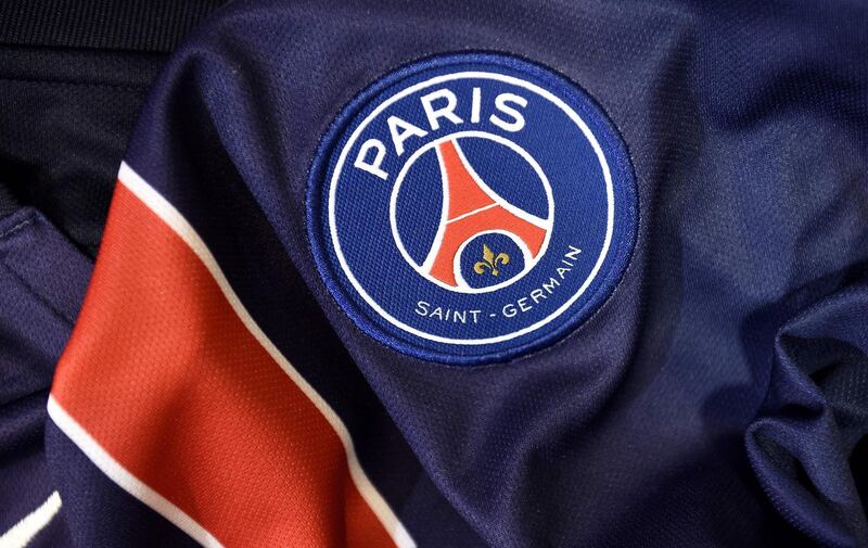 (FILES) This file photo shows a partial view of the new jersey of the Paris Saint Germain (PSG) football team.  PSG opened a probe into claims that young players were subject to racial profiling during their recruitment process, on November 8, 2018. / AFP / Franck FIFE
