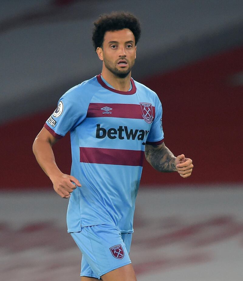 LONDON, ENGLAND - SEPTEMBER 19:  Felipe Anderson of West Ham United in action during the Premier League match between Arsenal and West Ham United at Emirates Stadium on September 19, 2020 in London, United Kingdom.  (Photo by Arfa Griffiths/West Ham United FC via Getty Images)