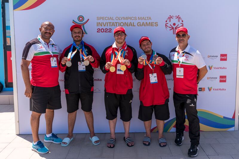 The UAE's winning swimming team at the Malta Invitational Games. 