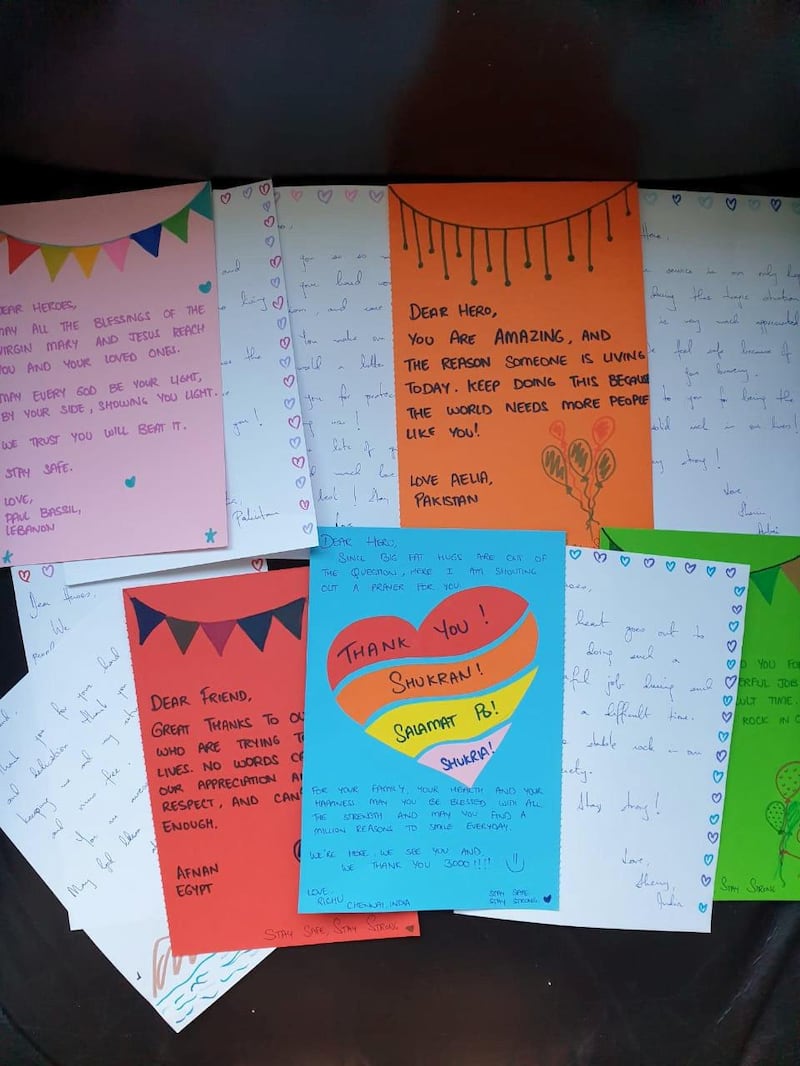 Personalised letters distributed to medical professionals in Abu Dhabi. Courtesy Letters of Love