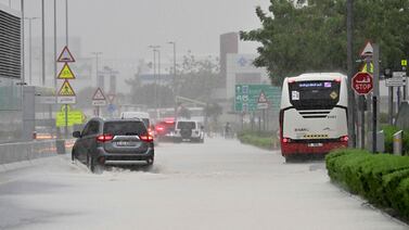 Torrential rains and high winds were recorded across the UAE yesterday, causing flooding and travel chaos for much of the country. AFP