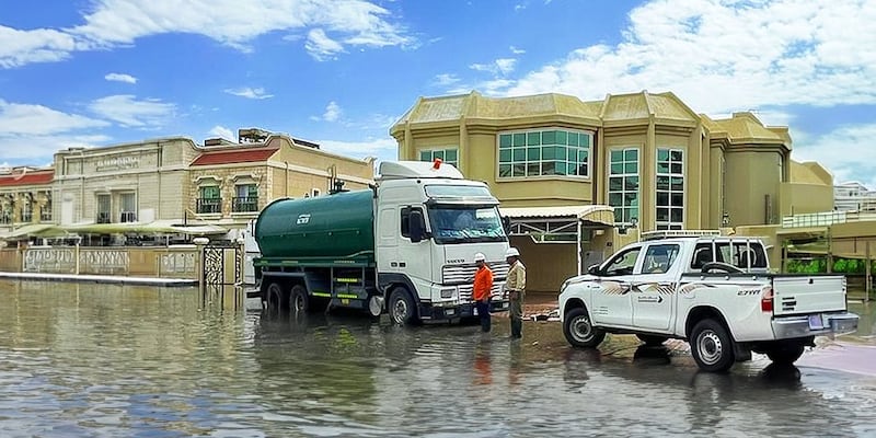 Dubai Municipality has responded to floods caused by the heavy rain. Photo: Dubai Municipality

