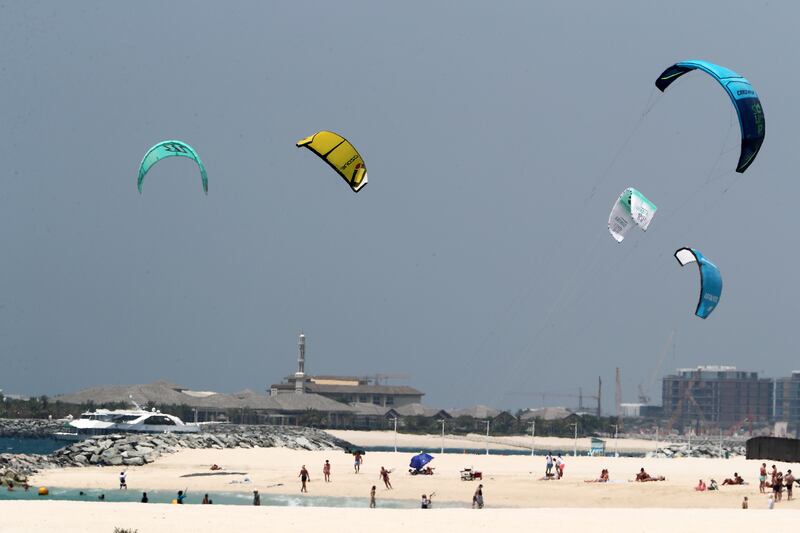 Kite surfers in Dubai. Photo: Pawan Singh / The National