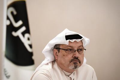 (FILES) In this file photo taken on December 15, 2014, then general manager of Alarab TV, Jamal Khashoggi, looks on during a press conference in the Bahraini capital Manama. Saudi Arabia on Sunday, December 6, 2018 rejected as "interference" a US Senate resolution to end American military support for a Riyadh-led war in Yemen, and another holding its crown prince responsible for the murder of critic Jamal Khashoggi. Though largely symbolic, the US Senate vote dealt a fresh warning to President Donald Trump, who has repeatedly signalled his backing for the Saudi regime even amid a mounting uproar over the Yemen conflict and the slaying of journalist Khashoggi.  / AFP / MOHAMMED AL-SHAIKH

