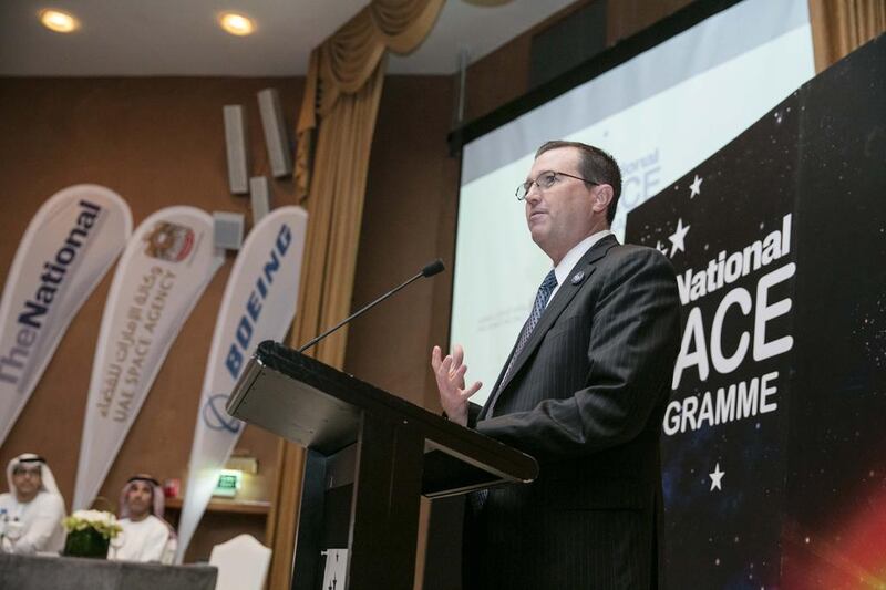 Peter McGrath, Director, Global Sales and Marketing, Space Exploration, Boeing, at the launch of The National Space Programme in Abu Dhabi. Silvia Razgova for The National