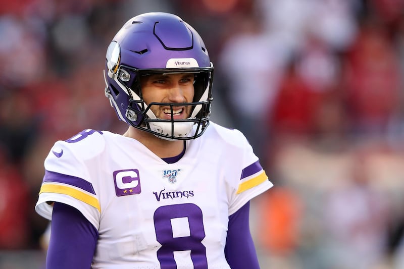 SANTA CLARA, CALIFORNIA - JANUARY 11: Kirk Cousins #8 of the Minnesota Vikings reacts after a play against the San Francisco 49ers during the NFC Divisional Round Playoff game at Levi's Stadium on January 11, 2020 in Santa Clara, California.   Sean M. Haffey/Getty Images/AFP