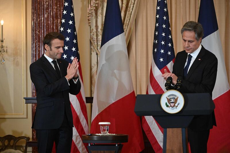 Mr Blinken said in his opening remarks that 'now officially recognised by Unesco: the French baguette is a global cultural treasure'.  AFP