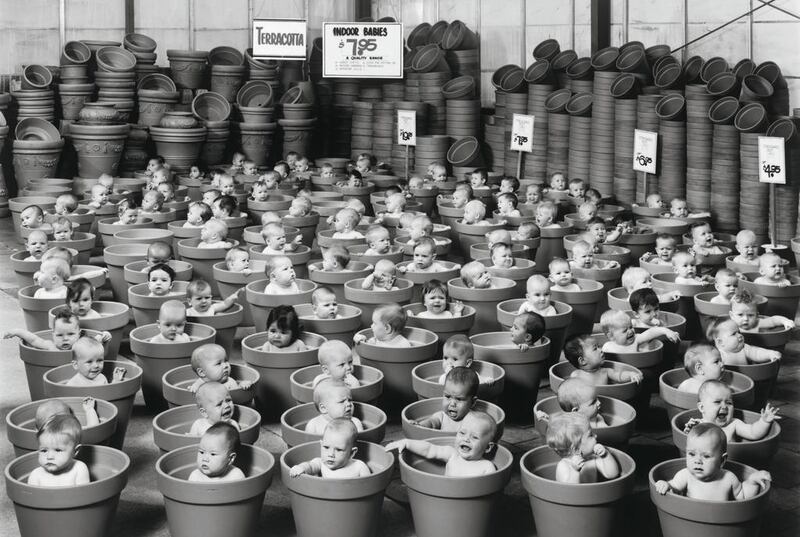 123 Pots, 6 to 7-month old babies, Auckland, 1992 from Anne Geddes’s Small World book. Courtesy Taschen