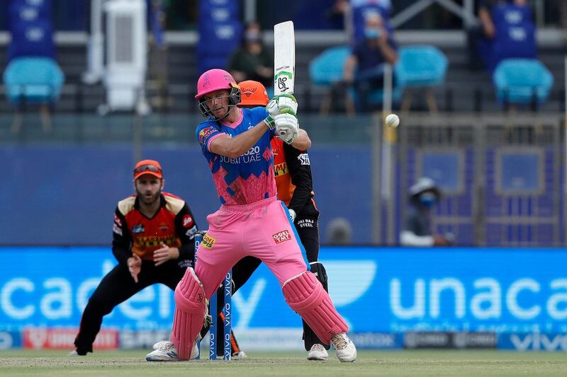 Jos Buttler of Rajasthan Royals during match 28 of the Vivo Indian Premier League between the Rajasthan Royals and the Sunrisers Hyderabad held at the Arun Jaitley Stadium, Delhi, India on the 2nd May 2021Photo by Saikat Das / Sportzpics for IPL
