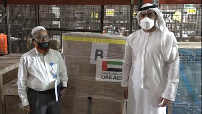 UAE dispatches three planes each carrying 50 metric tonnes of food supplies to Bangladesh, Sierra Leone and Senegal. Courtesy: WAM.