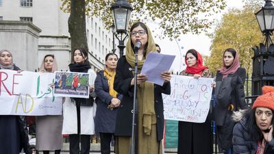 Malala Yousafzai at a rally in London for the freedom of Afghan women and girls, on November 27, 2022. PA Wire