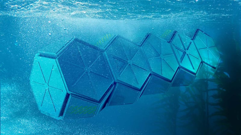 The underwater platform has 'hex blocks' - drones for underwater transport. They can be stowed away within the fold of the brain coral skin.